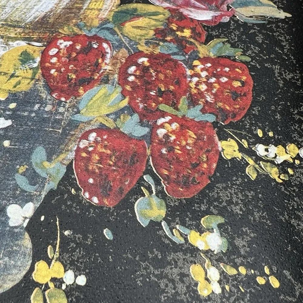 4 Roll Brewster Victorian Fruit Basket Wallpaper Border Black Red Pre-Pasted